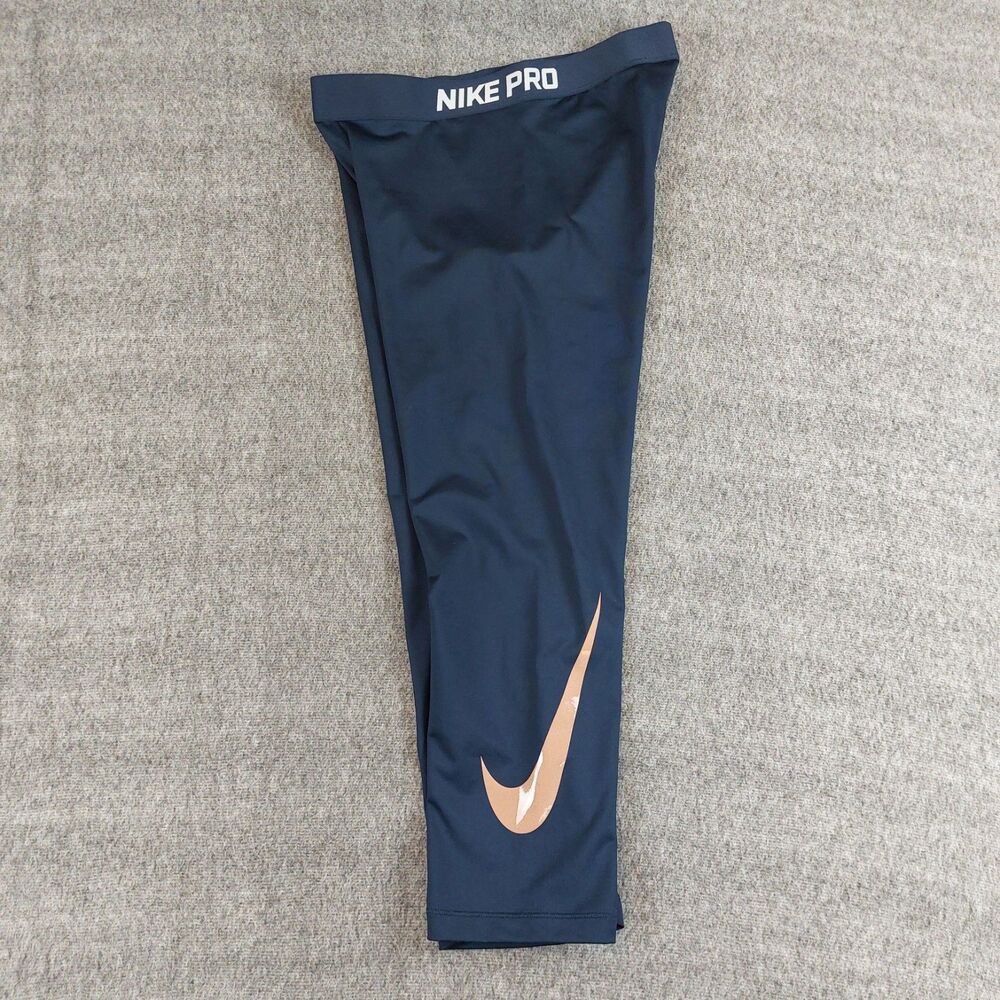 Nike Pro Leggings Dri Fit Cropped Capri Women's Large Navy Blue Workout Pants